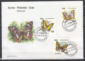 Syria, Scott cat. 1235-1237. Butterflies issue on a First day cover.