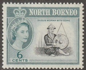 North Borneo, stamp, Scott#283,  mint, hinged,  6 cents,  Queen