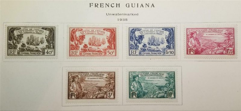 FRENCH GUIANA 1935 Scott 156-161 Stamp Set MLH OG T615