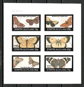 Staffa Local. 1982 issue. Butterflies, IMPERF sheet of 6.  ^