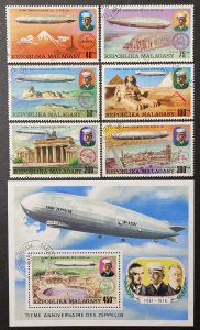 Madagascar 1976 #545-8,c158-60, Zeppelin 75th Anniversary, Used/Cto.