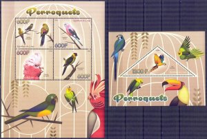 Congo 2014 Birds Parrots Sheet + S/S MNH