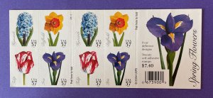 Scott 3900-3903b SPRING FLOWERS Booklet Pane of 20 US 37¢ Stamps MNH 2005