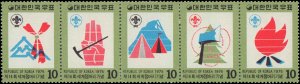 Korea #986a, Complete Set, Strip of 5, 1975, Boy Scouts, Never Hinged