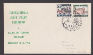 BELGIUM  1968 INTERNATIONAL SCOUT STAMP EXHIBITION SPECIAL COVER WITH SP. CANCL.