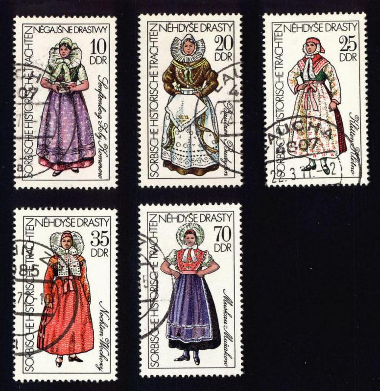 DDR Sc# 1803-07  1977 Sorbian Costumes set of 5 CTO