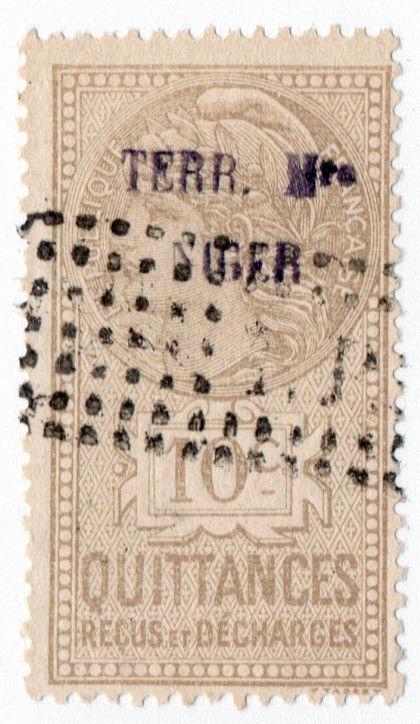 (I.B) France Colonial Revenue : Niger Duty 10c (Quittances)