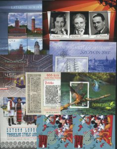 POLAND MNH Complete Year set 2013    --  54 Stamps + 9 Souvenir sheets