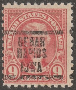 USA, stamp, Scott#590,  used, hinged,  9 cents, pre cancel, Iowa