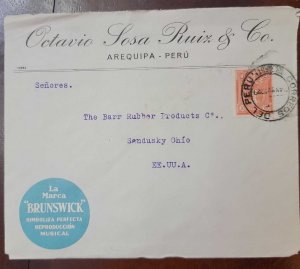 O) 1929 PERU, LEGUIA 10c,  LA MARCA BRUNSWICK, OCTAVIO SOSA  RUIZ - AREQUIPA., C