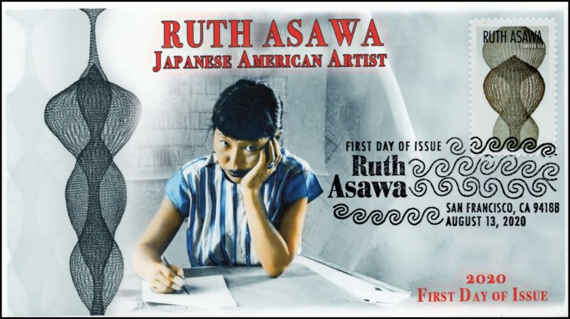 20-179, 2020, Ruth Asawa, First Day Cover, Pictorial Postmark, Japanese American