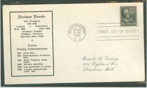United States #821 On Cover  (Fdc)