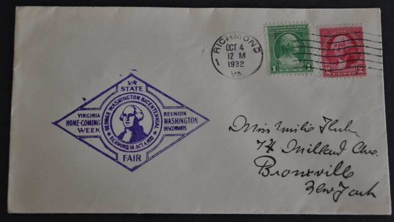 DYNAMITE Stamps: US 1932 Virginia State Fair  Cover