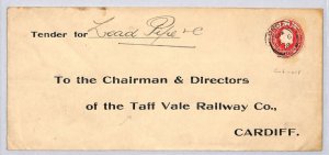 GB Wales TAFF VALE RAILWAY Cardiff KEVII 1d Cut-Out 1909 LEAD PIPE Tender ZR26