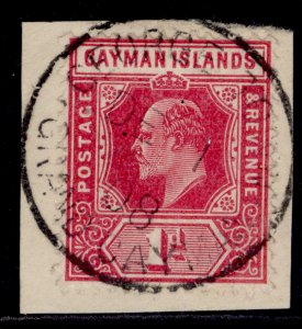 CAYMAN ISLANDS EDVII SG26, 1d carmine, FINE USED. CDS on PIECE