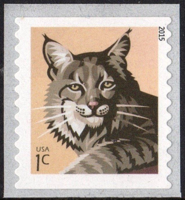 SC#4672a 1¢ Bobcat Coil Single (2015) SA