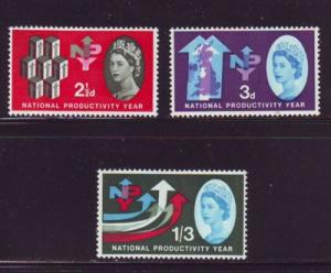 Great Britain Sc 387p-89p 1962 Productivity Yr Phosphor stamp set mint NH