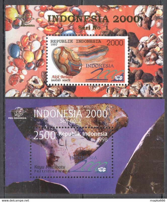 1997-98 Indonesia Seashells & Minerals Nature Marine Life 2Bl ** Nw0377
