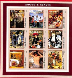 A0864 - GUINEA-BISSAU - ERROR  IMPERF SHEET - ART Painters : Renoir 2001