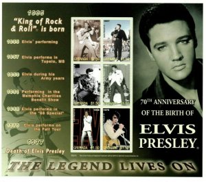 Grenada - 2005 - Elvis Presley 70th Birthday - Sheet Of 6 Stamps - MNH