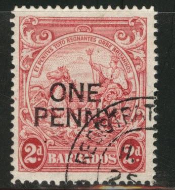 Barbados Scott 209 used 1p overprint on 2p 1947 CV$3.50