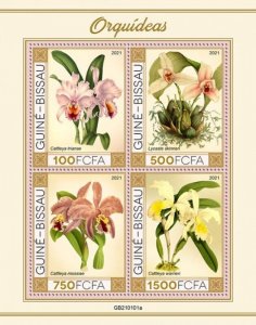 Guinea-Bissau - 2021 Orchids, White Nun, Easter - 4 Stamp Sheet - GB210101a 