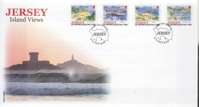 Jersey 2006,  Coastal Vews,  set of 4  on FDC