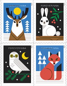 USPS #Winter Woodland Animals stamps Booklet/20  **SEALED** FREE SHIP IN USA**