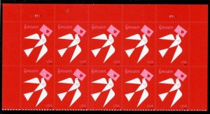 US  5826  Love Dove  - Forever Top Plate Block of 10 - MNH - 2024 - P111 Top