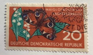 Germany DDR 1959 Scott 436 used - 20pf,  Nature protection, Butterfly