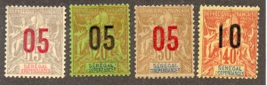 Senegal Scott 73-75,76a Unused HMOG - 1912 Surcharges (See Details) - SCV $47.10