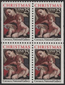 SC#2427 25¢ Madonna & Child Booklet Block of Four (1989) MNH