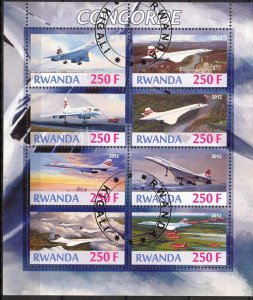 {g1761} Rwanda 2012 Aviation Airplanes Concorde sheet Used / CTO Cinderella