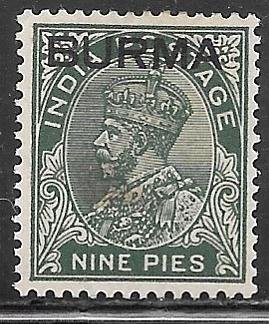 Burma 3: 9p George V, MH, F-VF