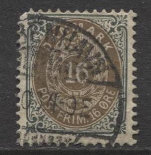 Denmark - Scott 47 - Definitive Issue -1895 - Used - Single 16s Stamp