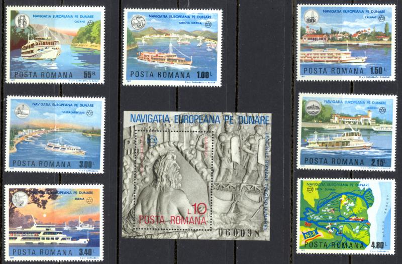 Romania Sc# 2737-2744 MNH 1977 European Danube Commission