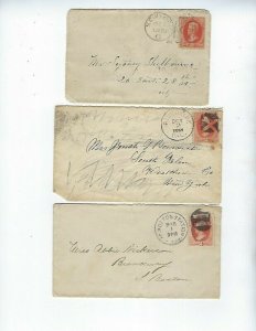 3 - 2cent JACKSON STAMPS ON COVERS WITH FANCY POSTMARKS ONE HAS CONTENTS - Q137