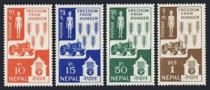 Nepal 159-162,MNH.Michel 168-171. FAO Freedom from Hunger campaign 1963.Tractor,