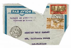 New Caledonia 1948 Airmail Partial Cover to USA, See notes - Lot 101717