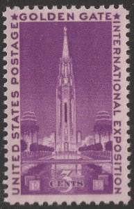 US 852 Golden Gate International Exposition 3c single (1 stamp) MNH 1939