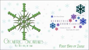 2015, Geometric Snowflakes, Green, FDC, Digital Color Postmark,  15-286