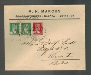 1928 Istanbul Galata Turkey Cover to Vienna Austria Judaica M H Marcus