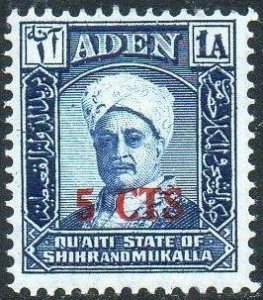 Aden (Qu'aiti State of Shihr and Mukalla) 1951 5c on 1a blue MH