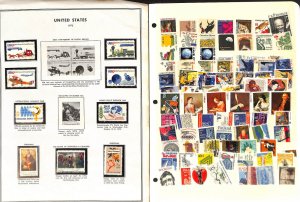 United States Stamp Collection on 8 Pages, Mint Singles & Blocks, 1940-1975