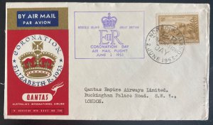 1953 Norfolk Island Australia First Day Cover FDC Queen Elizabeth II Coronation