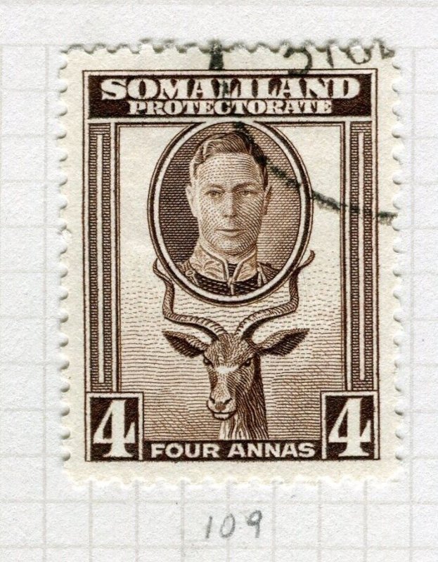 SOMALILAND; 1942 early GVI pictorial issue fine used 4a. value