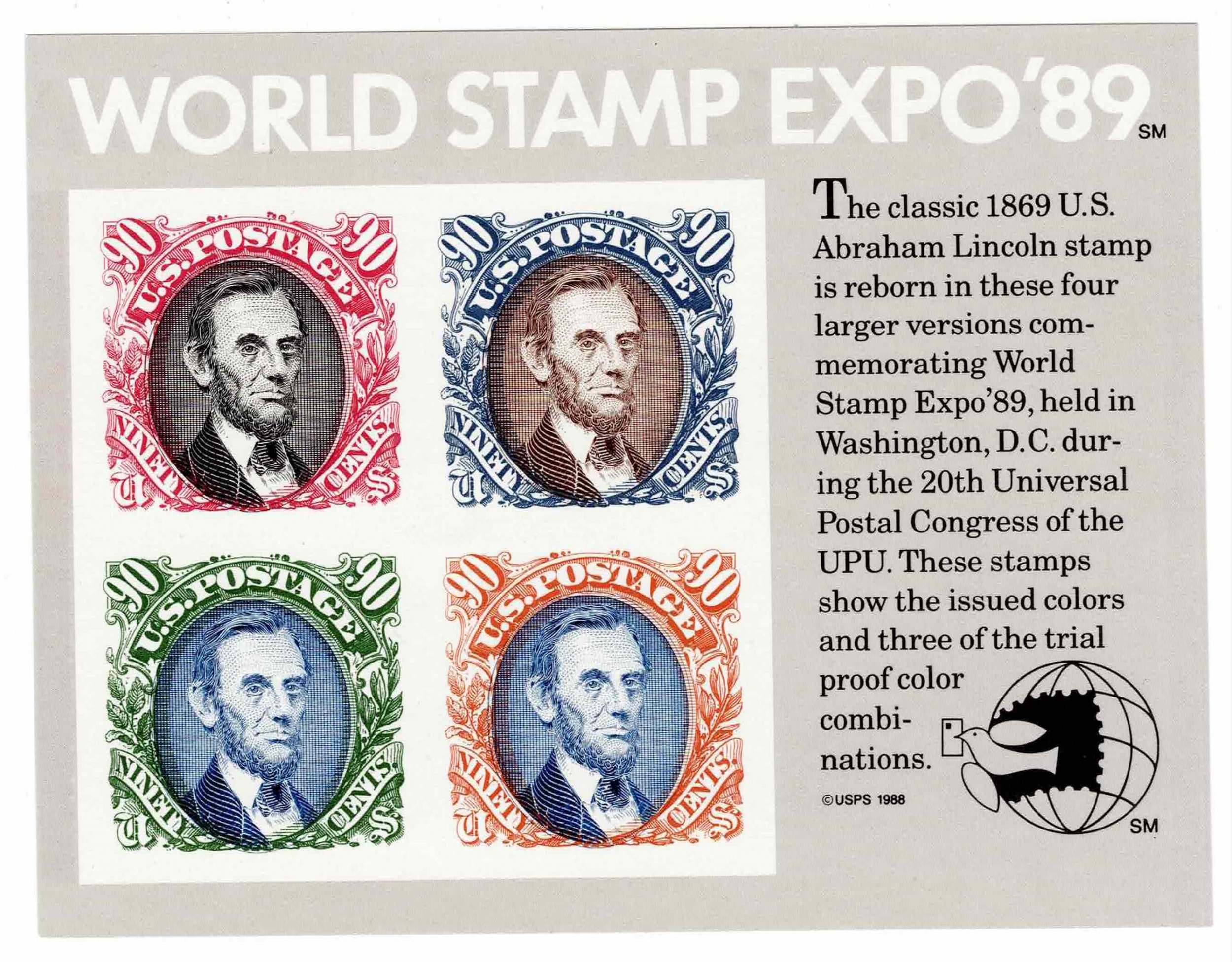 USA 1989 Sc 2433 World Stamp Expo Souvenir Imperforate MNH United