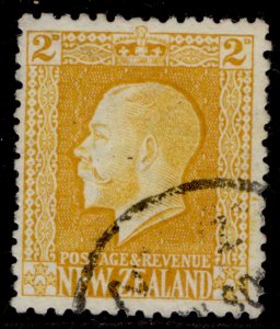 NEW ZEALAND GV SG418a, 2d yellow, FINE USED. Cat £28. PERF 14x14½