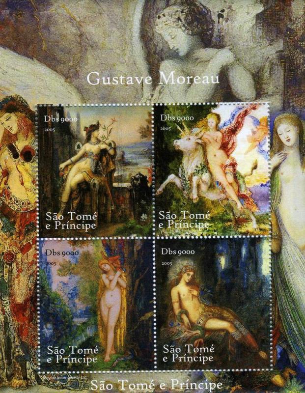 Sao Tome & Principe 2005 Gustave Moreau NUDES PAINTINGS s/s Perforated mnh.vf