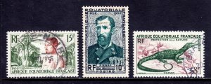 French Equatorial Africa - Scott #185, 187, 188 - Used - SCV $2.45